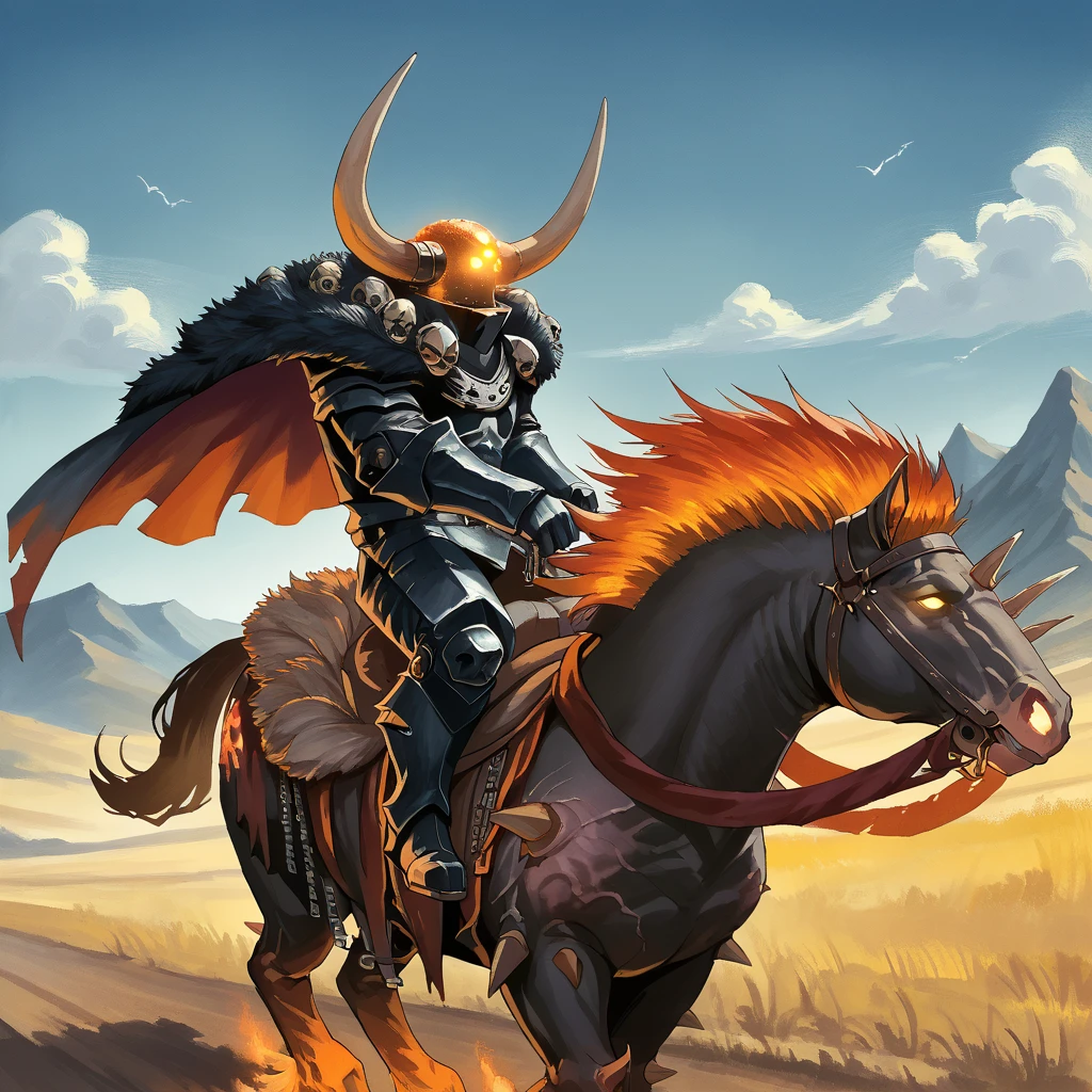 score_9, score_8_up, score_7_up,
2d, oil painting, traditional media,
Archaon, horned helmet, glowing eyes, solid eyes, cape,
horseback riding,
<lora:Archaon:1>