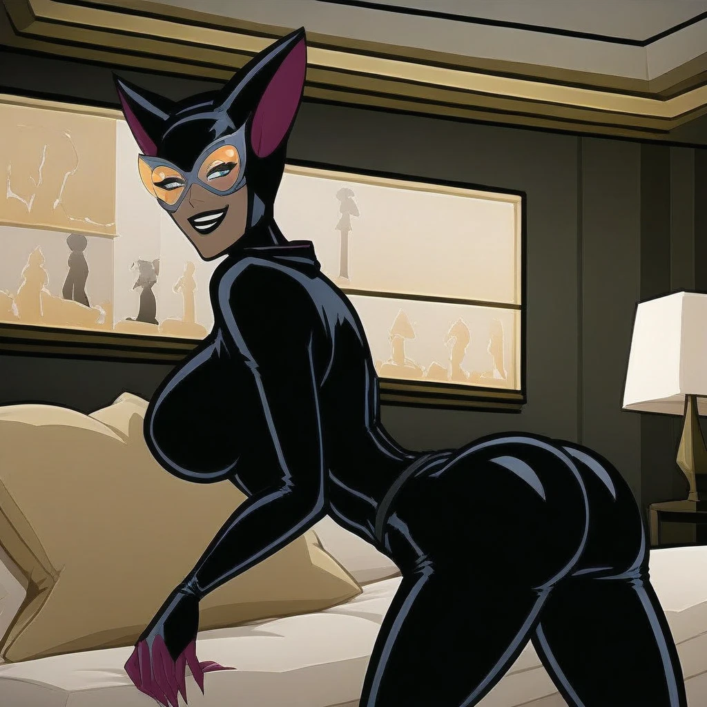 <lora:Daphne:0.8> Daphne wearing a catsuit and a catwoman mask on a rooftop