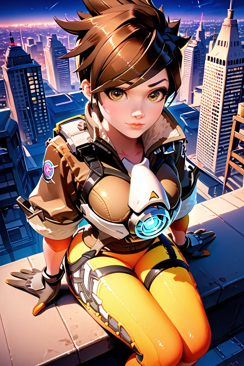 score_9, score_8_up, score_7_up
<lora:OTracer:1.0>
OTracer, 1girl, brown hair, brown eyes, short hair, looking at viewer, (overlooking the city from a rooftop bar at night, chic outfit, sitting)