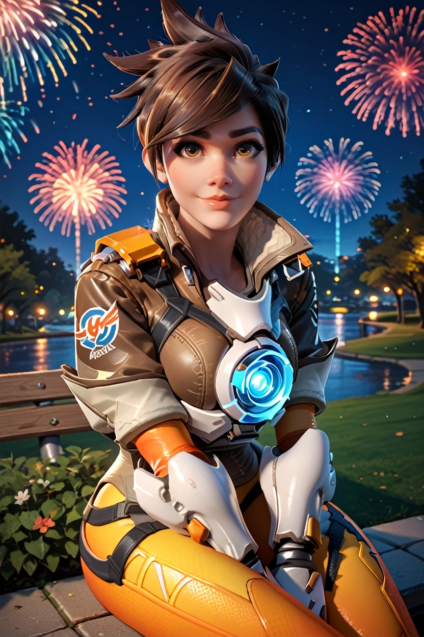 score_9, score_8_up, score_7_up
<lora:OTracer:1.0>
OTracer, 1girl, brown hair, brown eyes, short hair, looking at viewer, sitting, at night, fireworks, park, looking up, smile