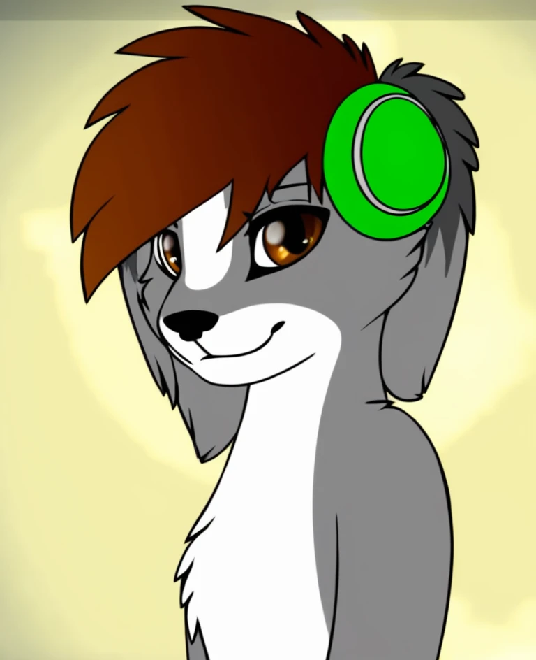 blackydee, zotiel, youtuber, furry, tomboy, grey fur, brown eyes, short hair, brown hair, 2 tails, 2tails, green headphones, <lora:Zotiel_Kid_Pony:1>, (detailed_fur:1), fur_body, raw, (((realistic))) photo, masterpiece, highest quality, analog photo, (detailed face and eyes:1.1), professional analog photo, professional photo, 4k,, (naked), nude,, solo,