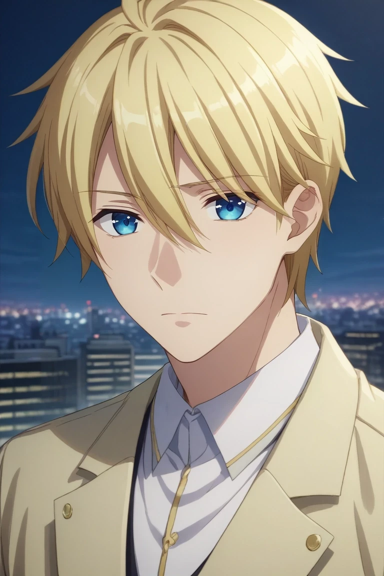 score_9, score_8_up, score_7_up, source_anime, rating_safe, intricate details, (photorealistic:0.6), looking at viewer, , 1boy, solo, male focus, <lora:geordo_stuart_pony:0.88>, geordo_stuart, blonde hair, blue eyes, short hair, hair between eyes, bangs, symmetry, city, city lights, dawn, arm at side, sad, , <lora:sdxl_lightning_8step_lora:1>