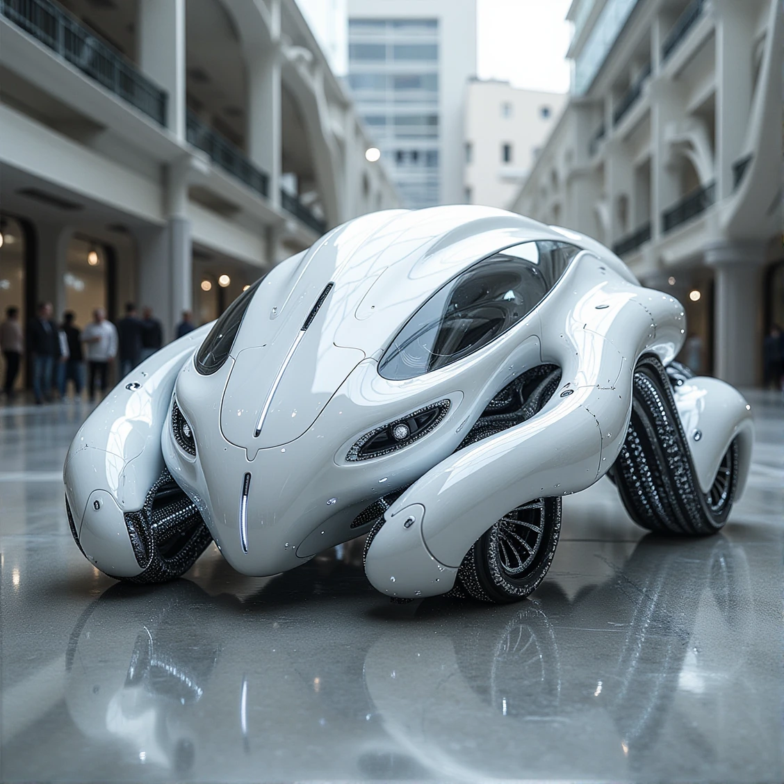 mechwhite,a ground_vehicle on road,which is biotech-synthetic organism