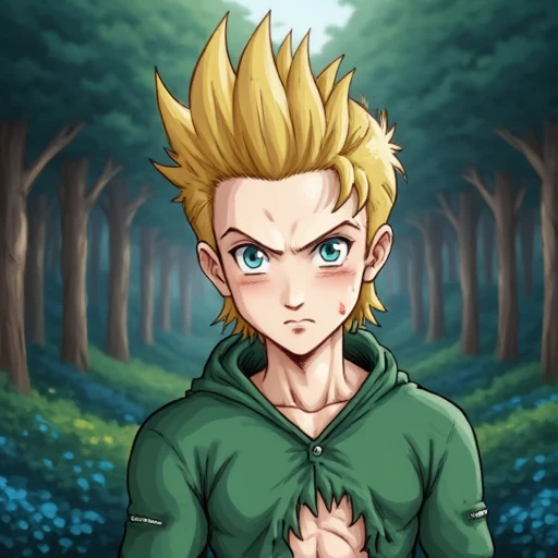 Xsiestx a young man in forest , style anime, full color, amazing ilustration , best deviantart art, portrait