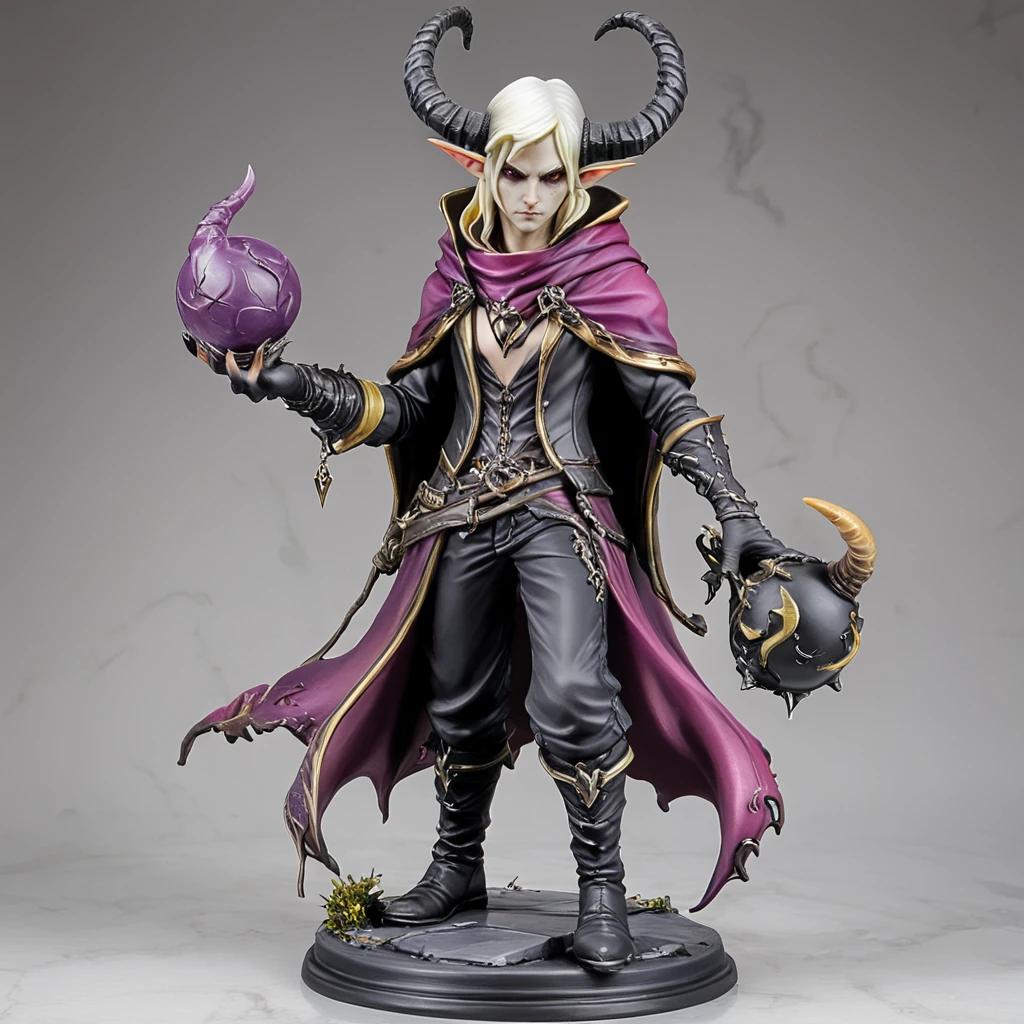 <lora:VinylStatueSDXL:1> ArsFigurine, Vinyl statue, Thiefling Warlock, horns