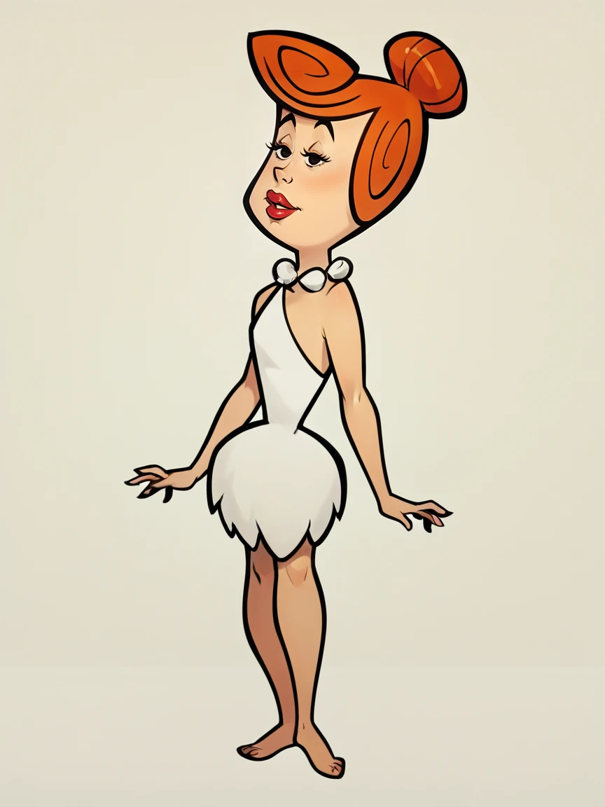 score_9, score_8_up, score_7_up, score_6_up, score_5_up,   <lora:wilmaflintstoneXLP:0.7> 1girl, wilma flintstone, orange hair, solo, necklace, dress, lipstick, barefoot, hair bun, <lora:fl1ntsXLP:0.8> fl1nts