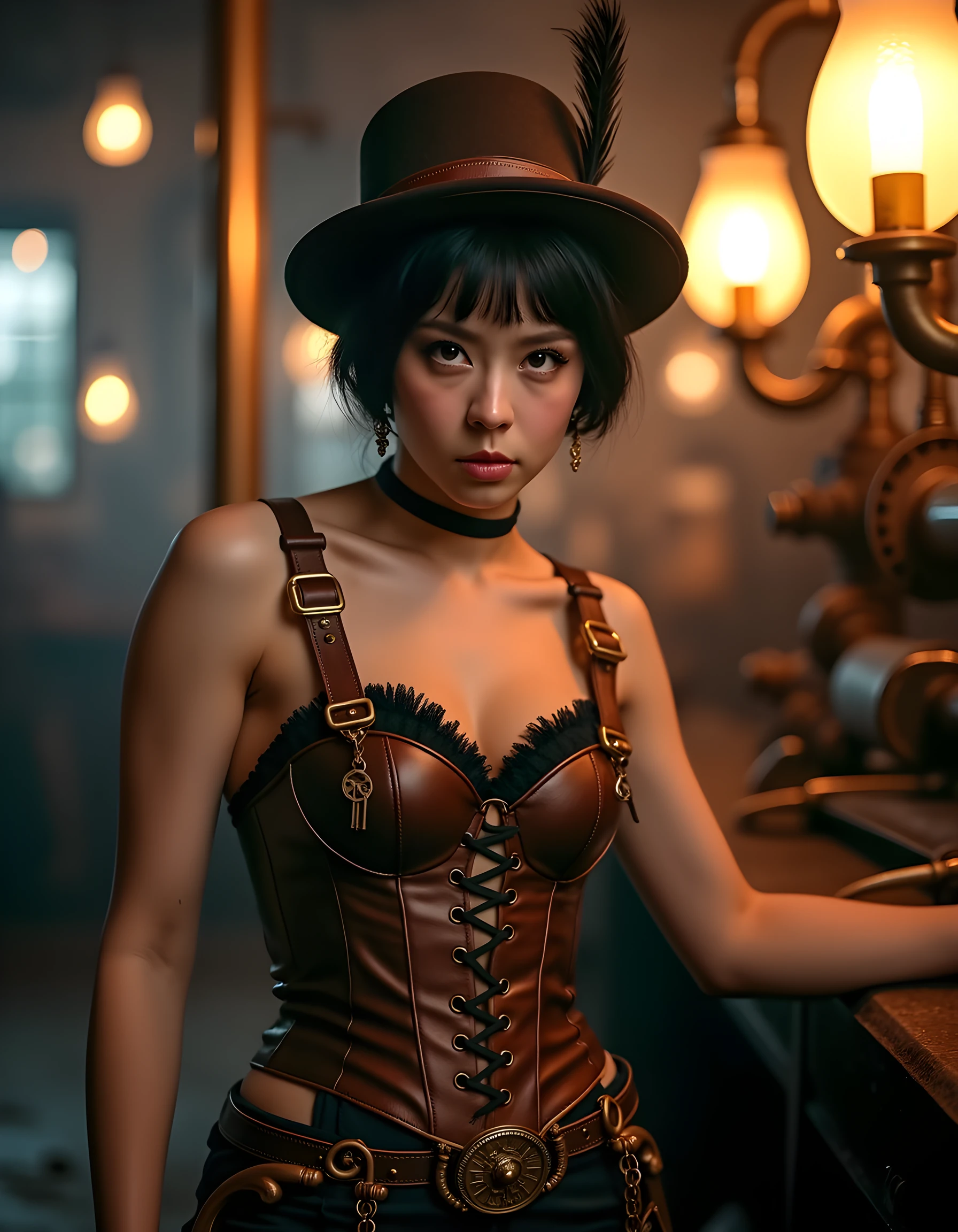 "obra maestra, artefacto destilador de licor de luna steampunk, taberna clandestina,