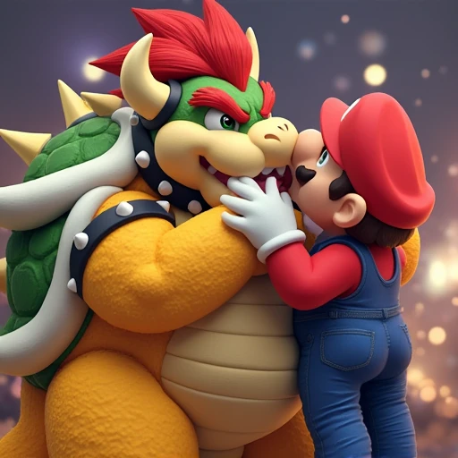 Bowser licking Mario