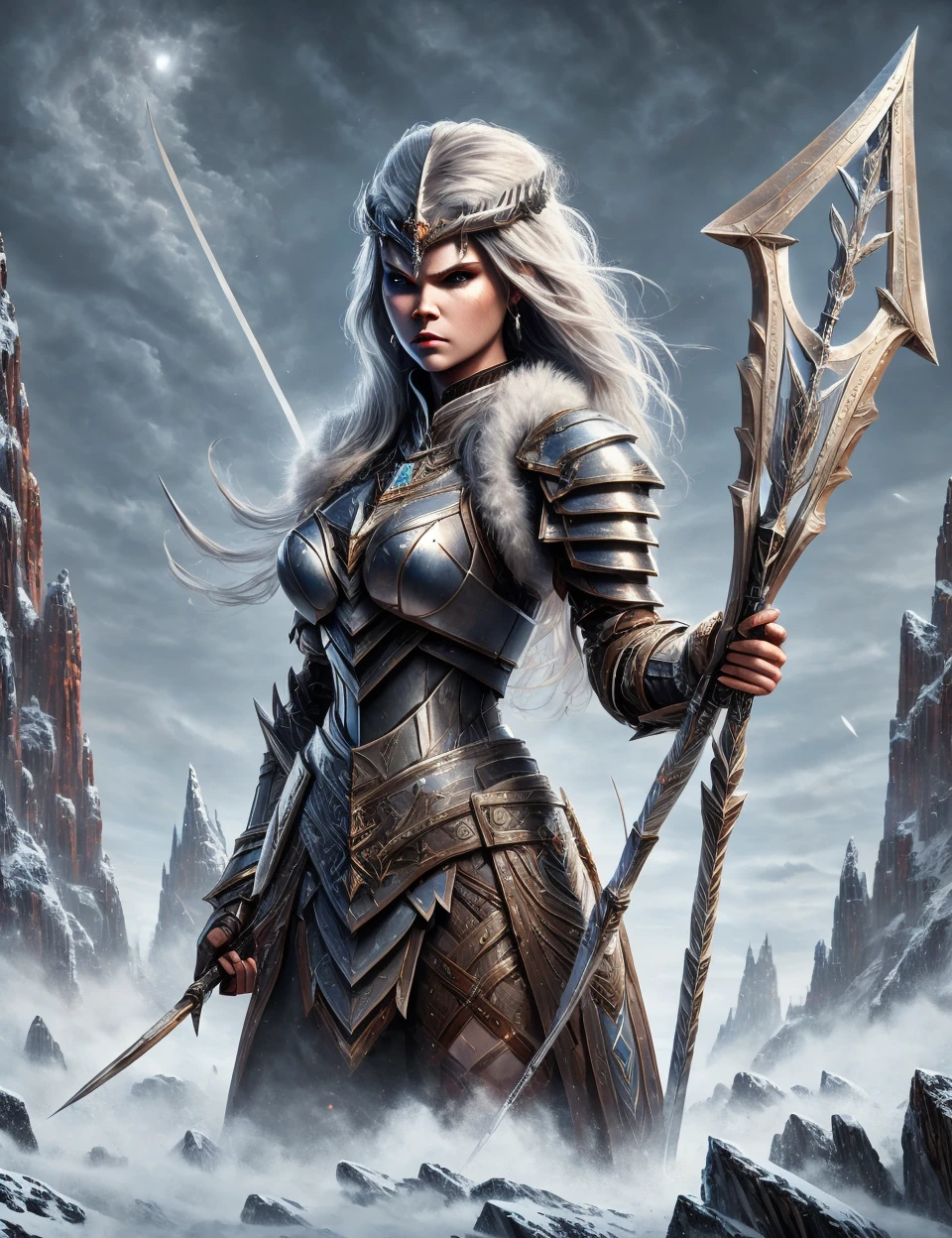 DonMM3t4l4r7  masterpiece, awesome quality, female frost giant, paladin, quiver (for archers)  <lora:DonMM3t4l4r7:0.8>