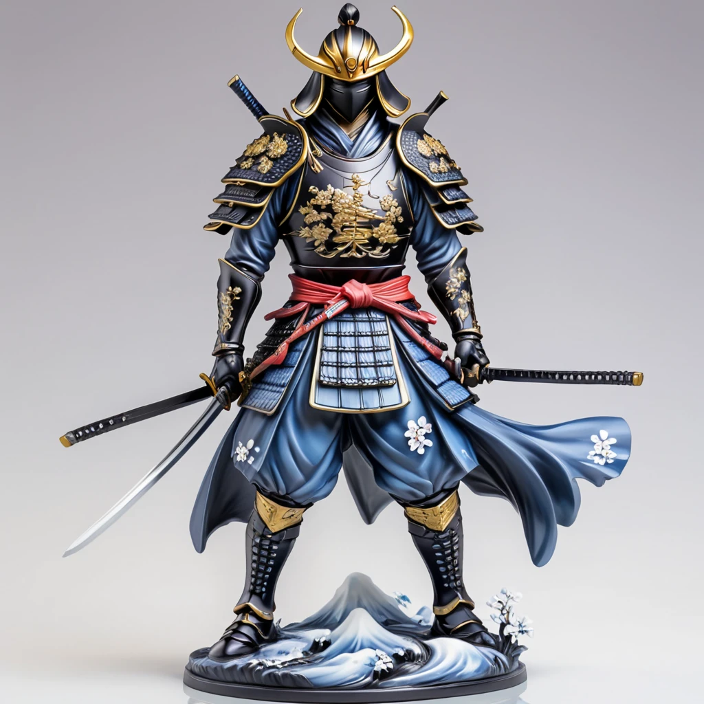 <lora:VinylStatueSDXL:1> ArsFigurine, Vinyl statue, Samurai warrior in full armor, sword drawn