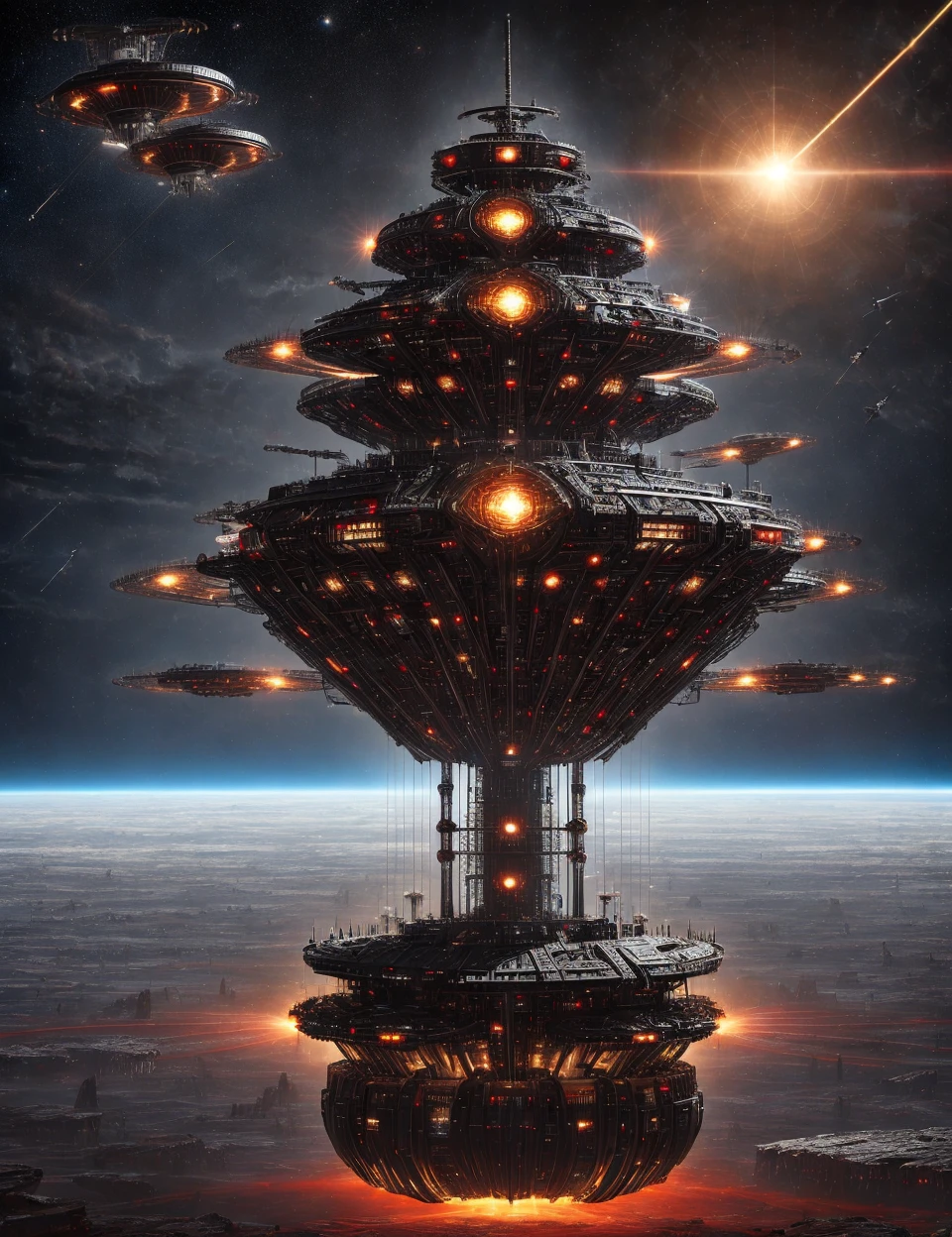 DonMM3t4l4r7  masterpiece, awesome quality, scifi medium ring-shaped mothership, antimatter engines, carbon composite,  gravitational wave detectors,solar panel arrays,radar antennas,skylights   <lora:DonMM3t4l4r7:0.7>