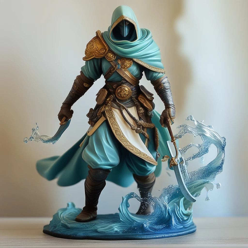 core_9, score_8_up, score_7_up,  ArsFigurine, Vinyl statue, Water Genasi Warrior