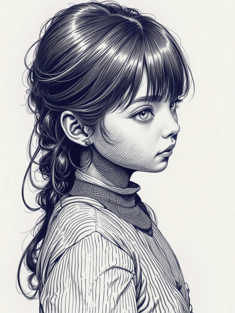 An girl with Ballpoint pen painting