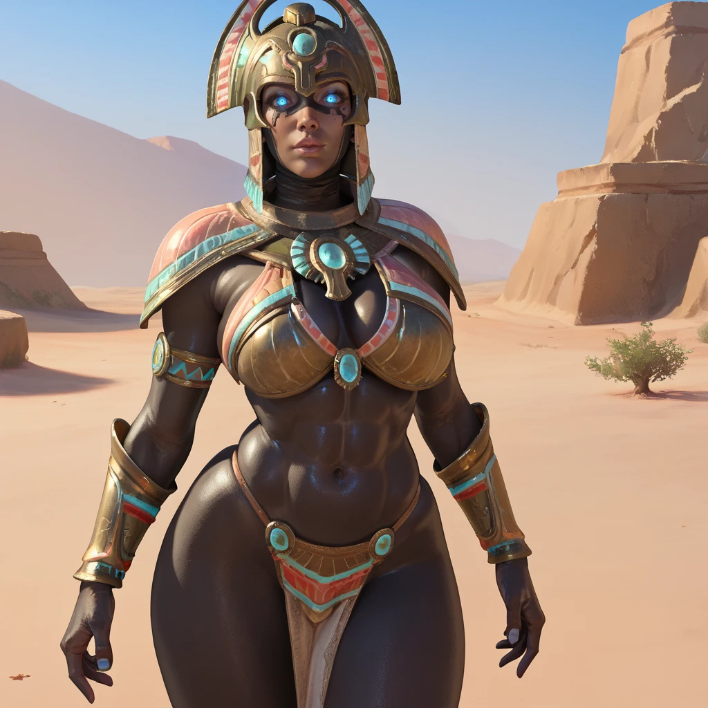 score_9, score_8_up, score_7_up, desert,
Ushabti, solo, mature female, helmet, curvy, bikini armor, skindentation, wide hips, looking at viewer, black skin, blue eyes, glowing eyes,
<lora:Ushabti_PonyXL:0.7>