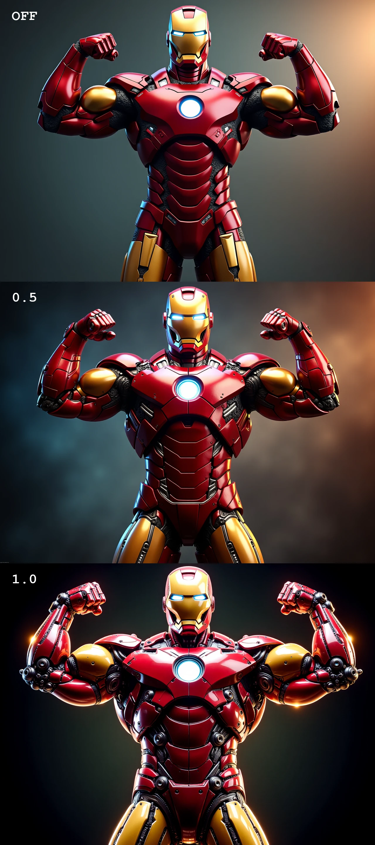 iron man, body builder flexing pose