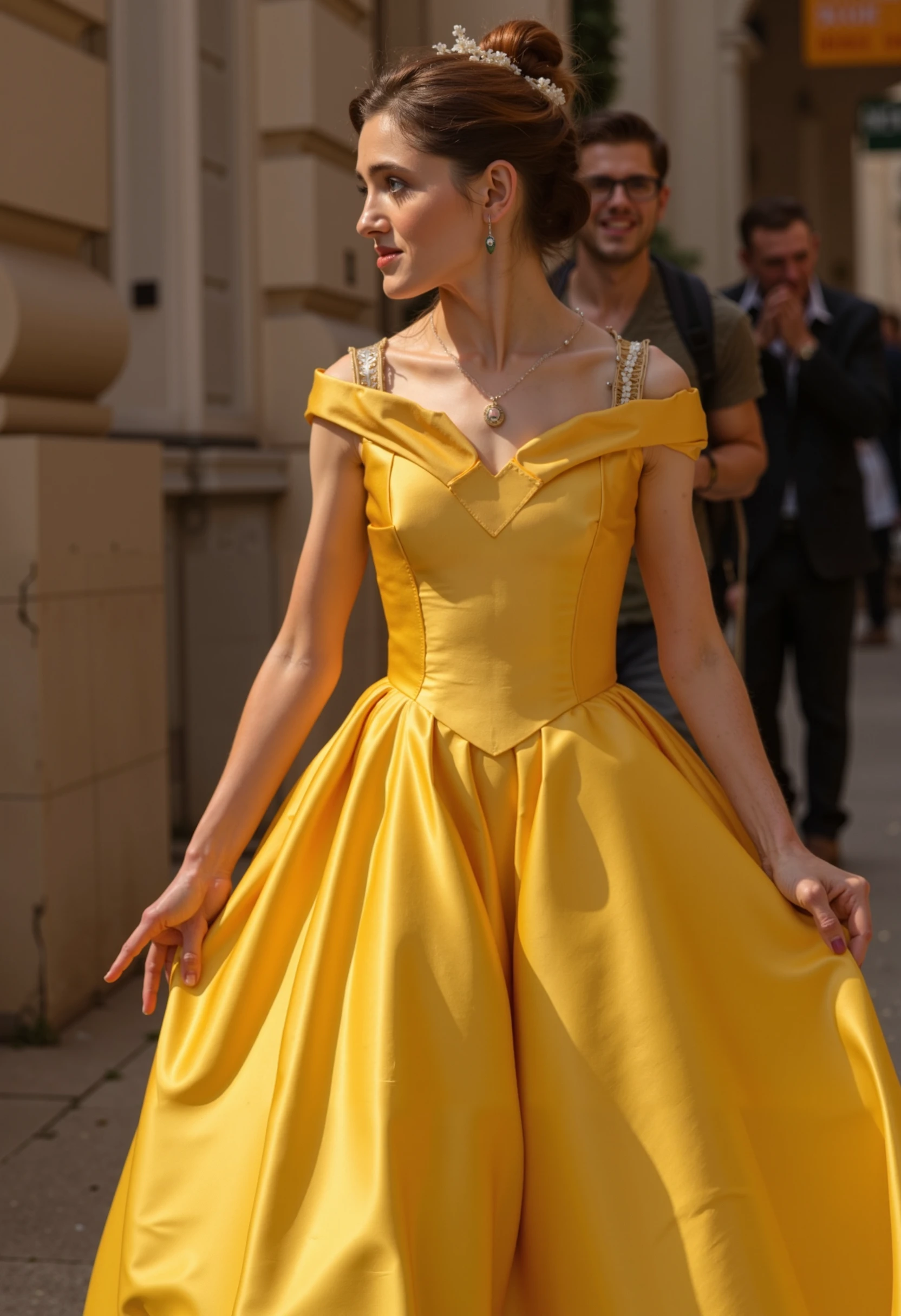 
nataliadyer wearing the yellow dress from beauty and the beast