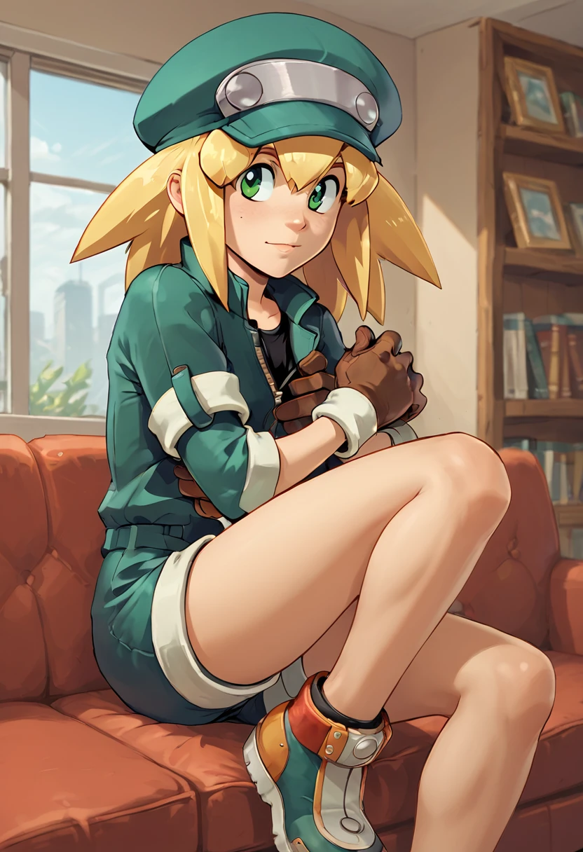 score_9, score_8_up, score_7_up, score_6_up,
BREAK,
<lora:Roll_Caskett_Mega_Man_Legends_for_PonyXL:0.8> 1girl, r0ll, blonde hair, green eyes, jacket, cabbie hat, gloves, shorts
sitting on couch, living room, window,