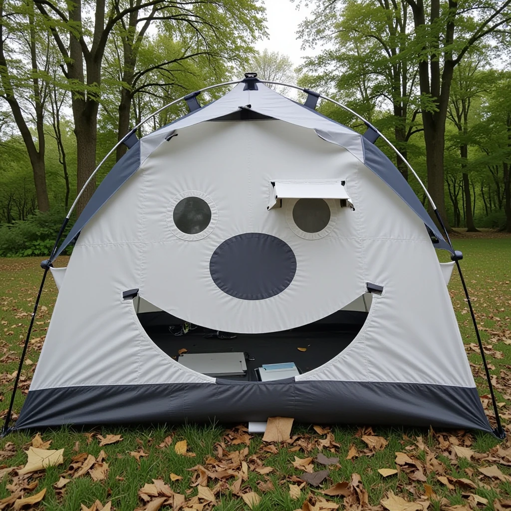 <lora:PareidoliaFlux:1>Pareidolia a Tent that looks like a face