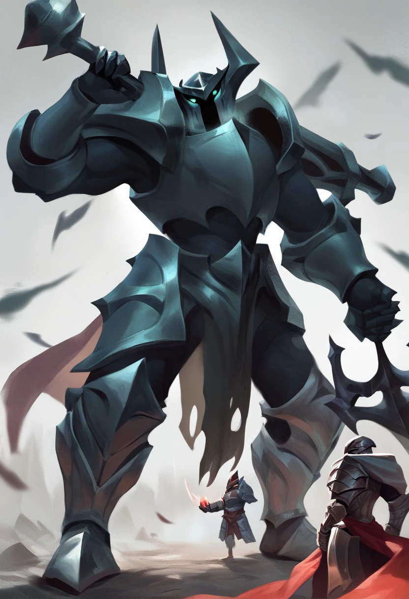 score_9,score_8_up,score_7_up <lora:Thresh&ModekaiserPonyXL-000020:1>mordekaiser, white-stew, 2others, ambiguous_gender, armor, cape, foot_on_another's_stomach, full_armor, gauntlets, glowing, glowing_eyes, greaves, grey_background, helmet, holding, holding_weapon, looking_at_viewer, mace, multiple_others, simple_background, spiked_armor, stepped_on, weapon, league_of_legends, absurdres, highres