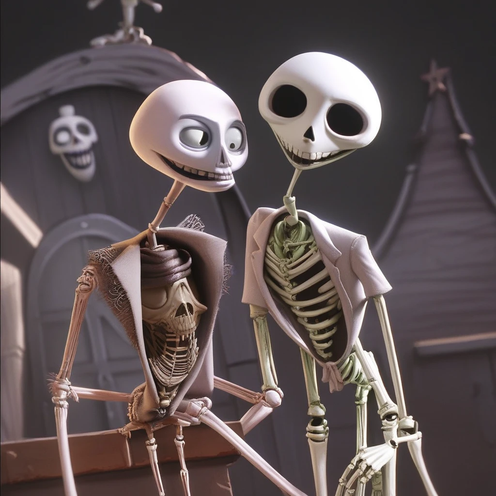 Score_9, score_8, claymation, nightmare before christmas, skeleton