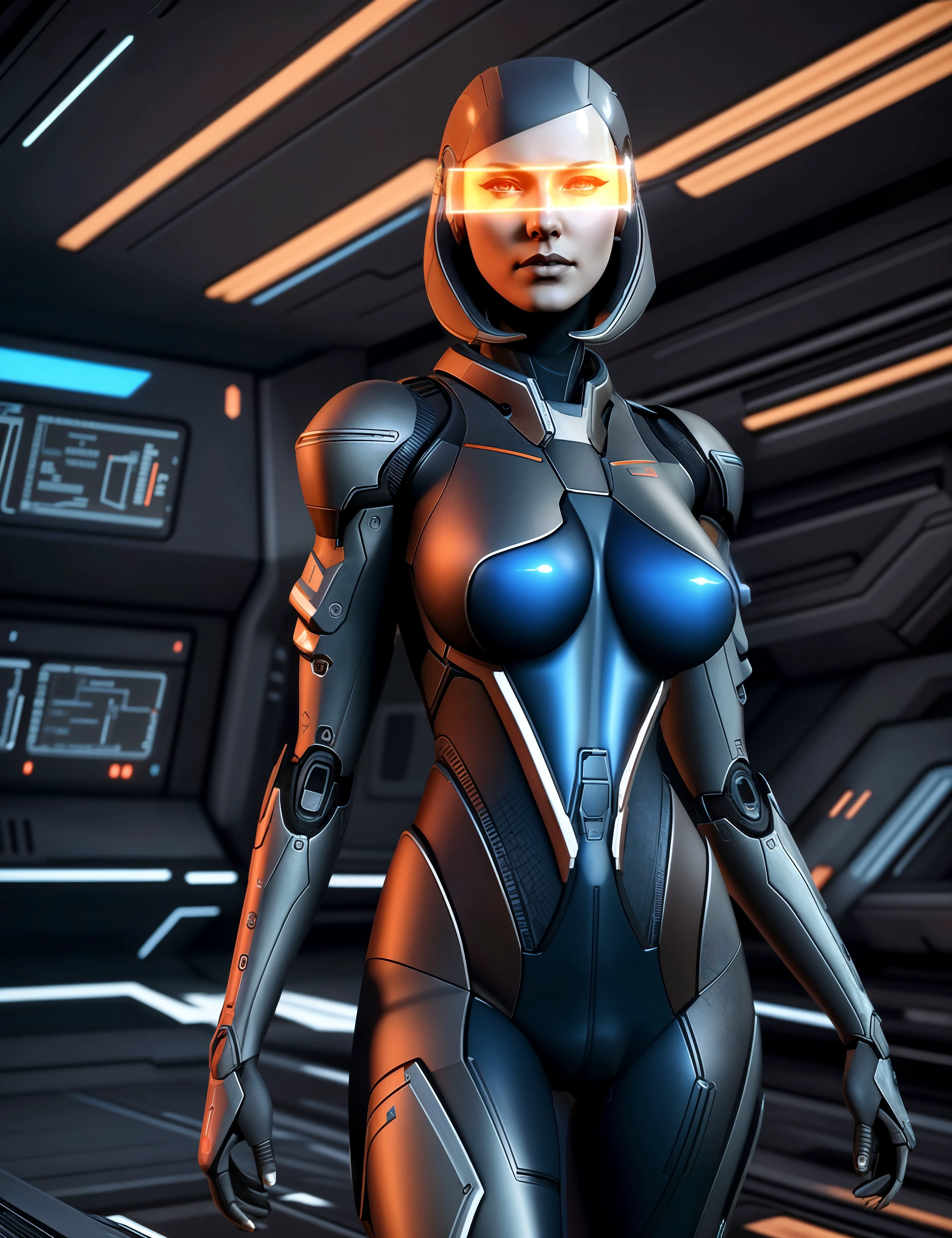 Edi, mass effect, a cyborg woman, biomechanical body, futuristic line glasses, extremely sexy, cinematic <lora:Edi:0.7>, (dark shot:1.1), epic realistic, {promt}, faded, (neutral colors:1.2), (hdr:1.4), (muted colors:1.2), hyperdetailed, (artstation:1.4), cinematic, warm lights, dramatic light, (intricate details:1.1), complex background, (rutkowski:0.66), (teal and orange:0.4), (Artstation:1.3),(highly detailed:1.2),(glowing lighting:0.5), (digital painting:1.2), (smooth:1.1), (sharp focus:1.2), (illustration:1.1), (3d:0.9), (3d_bacground:0.9), 8 k.
