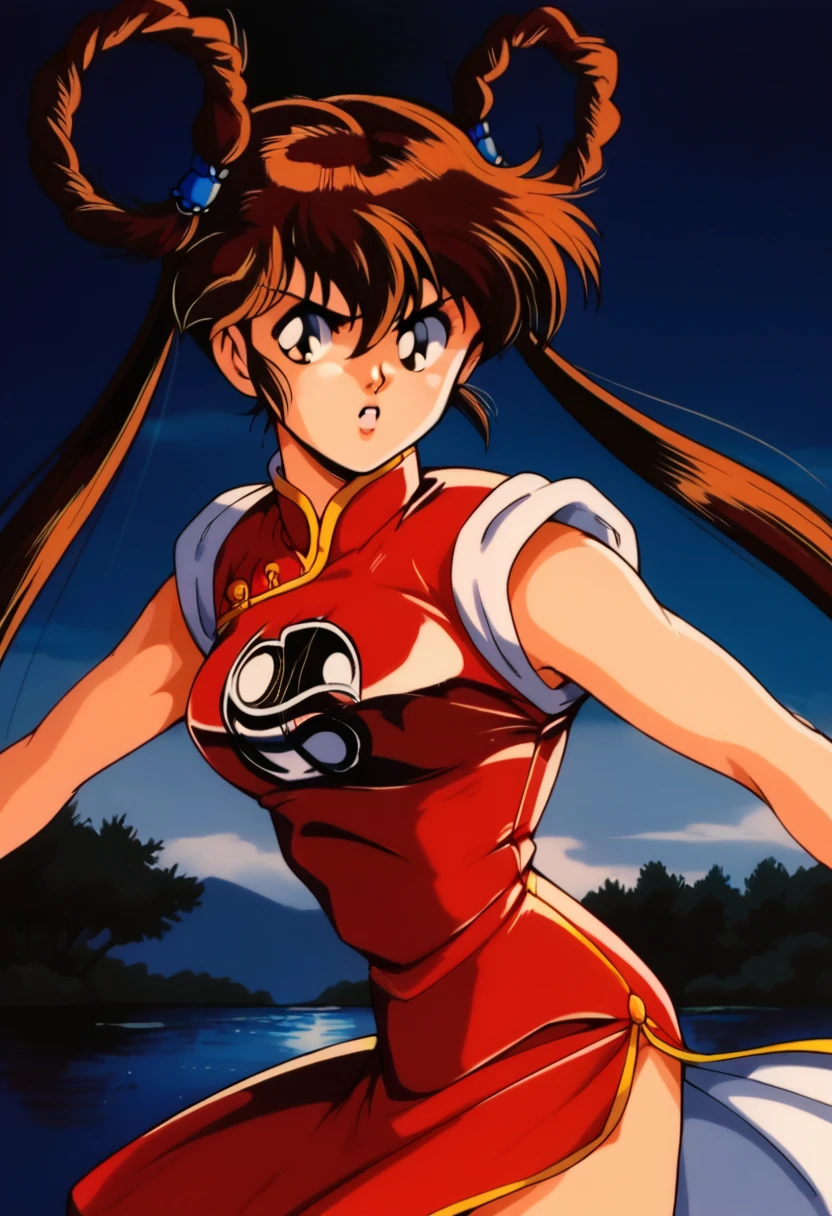 score_9, score_8_up, score_7_up, score_6_up, score_5_up, score_4_up, masterpiece, best quality, BREAK,
1girl, outdoors, night, chinatown, <lora:Mamono_Hunter_Youko:1> dyohko, long hair, brown hair, hair rings, chinese clothes, red dress, sleeveless, dynamic pose, retro tyle