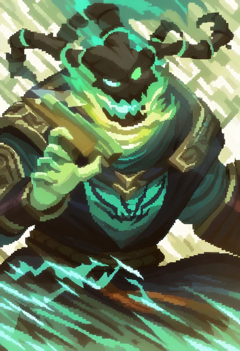 score_9,score_8_up,score_7_up <lora:Thresh&ModekaiserPonyXL-000020:1>thresh_(league_of_legends), pixel_hagl, 1boy, artist_name, black_background, black_robe, fire, green_fire, holding, long_sleeves, male_focus, open_mouth, robe, sharp_teeth, skull, solo, teeth, league_of_legends, commission