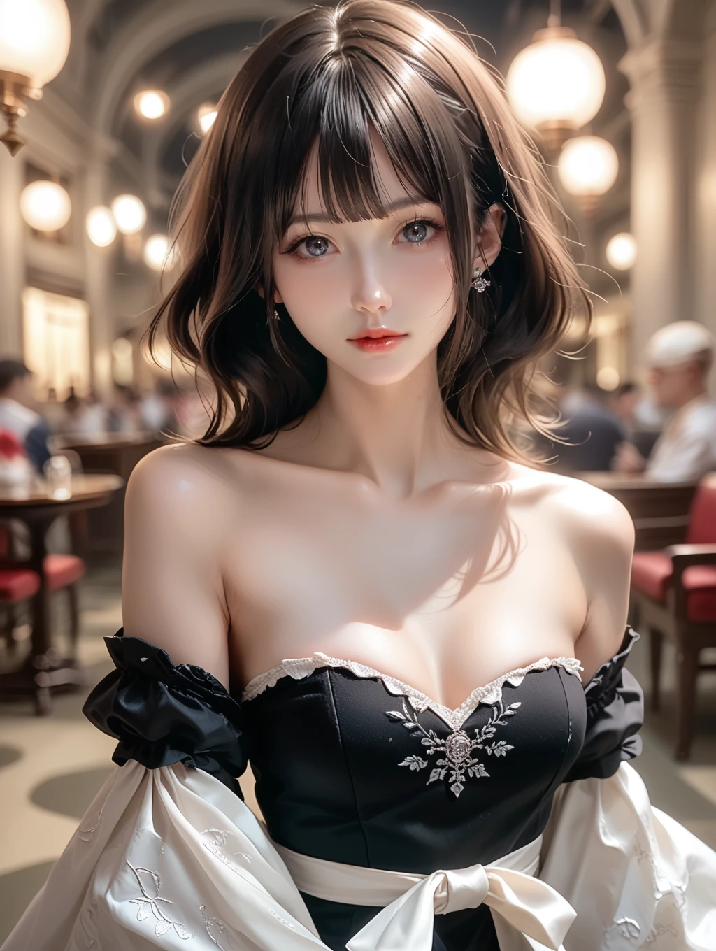 {{{16k}}},{{{masterpiece}}}, {{{best quality}}}, {{{ultra-detailed}}},{{{an extremely delicate and beautiful}}}, {{{vulgarity}}},naughty look, green eyes, attractive pose, twin tails , red hair, With bangs , big breasts, blowjob face, Spread Legs, from above, wearing Gothic Maid , Maid café in Akihabara, depth of field, bokeh, silky smooth skin, extremely high resolution, highest detailed eyes and face, naked breasts, 17 yea old