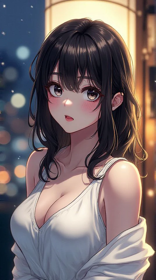 masterpiece, high quality, 8k, (looking at the viewer: 1.1), beautiful, hot, seductive, womam
woman with tanned skin,medium breasts, oiled black hair, (eye contact: 1.1), beautiful face, (detailed face: 1.2), (animated: 1.2), hyper detailed, best quality, ultra high resolution, blond hair , cozy house interior, photorealistic, high resolution, detailed , raw photo, 1girl, white clothes, night, city lights, rain,<lora:locon_perfecteyes_v1_from_v1_64_32:1> ,<lora:hairdetailer:1>