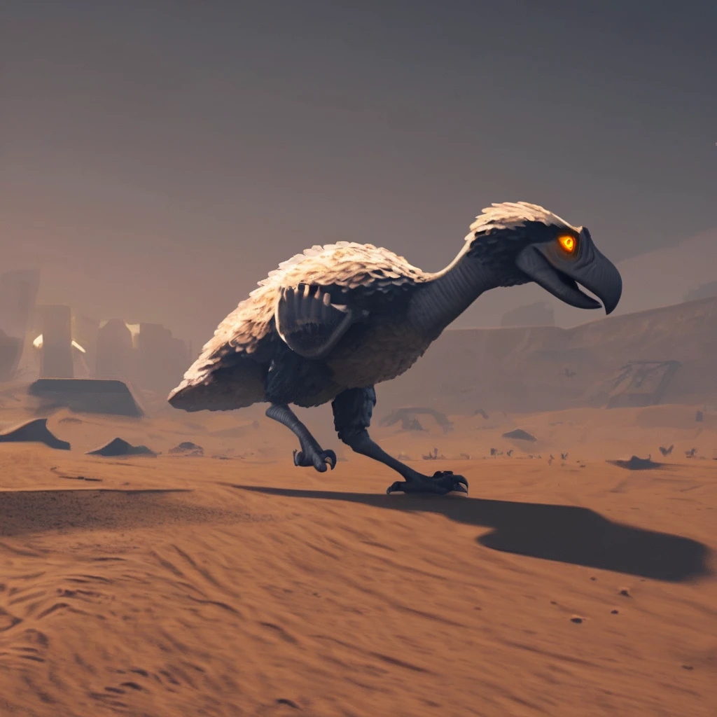 Terror Bird, evil, desert, night, pack of terror bird, running, glowing eyes,  illustration, pack, horror movie scene, monster, <lora:Terror_Bird_Ark_Pony-000007:0.8>