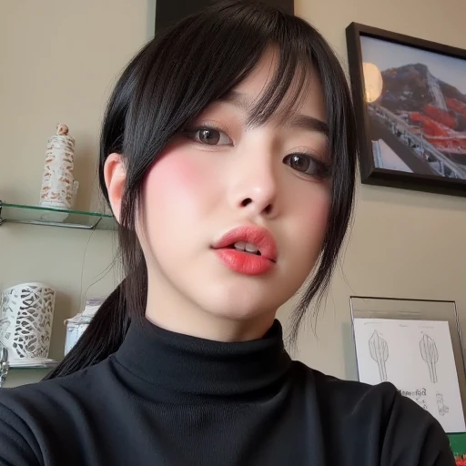 @Asianbunnyx, Asian, cosplayer, twitch streamer, realistic, lips, turtle neck, closed mouth, black hair,