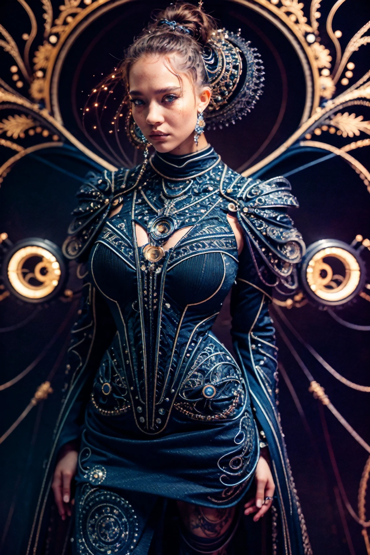 <lora:rmadart3NoiseoffsetSD1_v10:2>, Biomechanical hacker - shaman of the sisterhood of cables wearing cable - dress made of cables with biomechanical filigree, super haute couture highly detailed eye, highly detailed lips, highly detailed skin, bokeh, lenseflare, by Emil Melmoth, Marcin Nagraba, Rebecca Millen, shot with Hasselblad X1D - 50c <lora:Aleksandra_Kiseleva_v5_640x960:0.8>