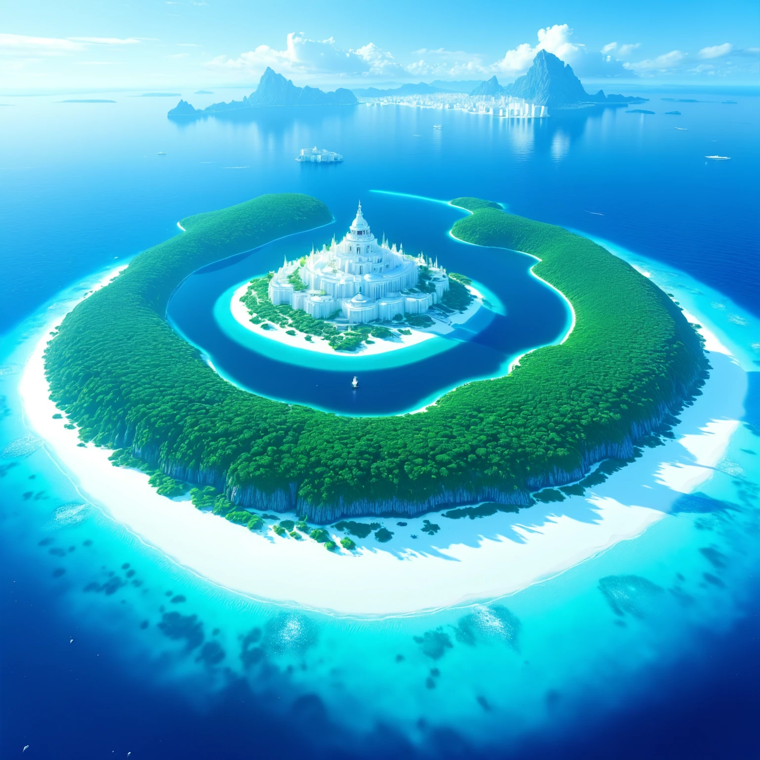 (a large archipelago), (with a large white city on the largest island), (in the middle of the vast ocean), <lora:epwsdxl:0.8>, elementalplanewater, best quality, masterpiece, 4k, uncensored, prefect lighting, rating_explicit, very aesthetic, detailed, <lora:add_details_xl:0.6>, very detailed, <lora:SDXLHighDetail_v5:0.6>