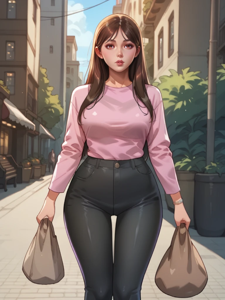 score_9, score_8_up, score_7_up, score_6_up, source_anime, <lora:neg4all_bdsqlsz_V3.5:2.0> Hayoung, 1girl, long hair, brown eyes, brown hair, bag, pink shirt, black pants, outdoors, long sleeves, thigh gap, standing, pantylines, lips
 <lora:PGKYooHayeong-125reps-PROD:1>