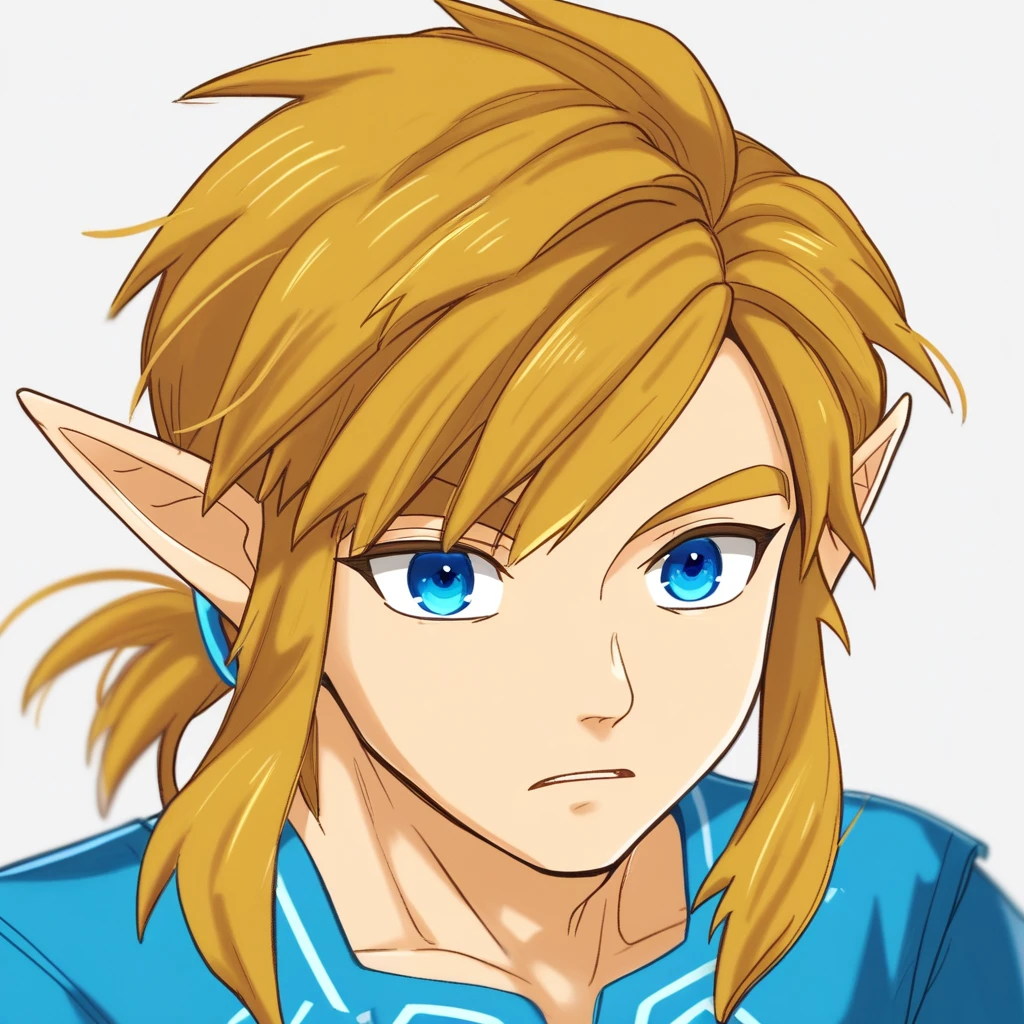 1boy,solo,male focus,link1,link,pointy ears,blonde hair,blue eyes,ponytail,