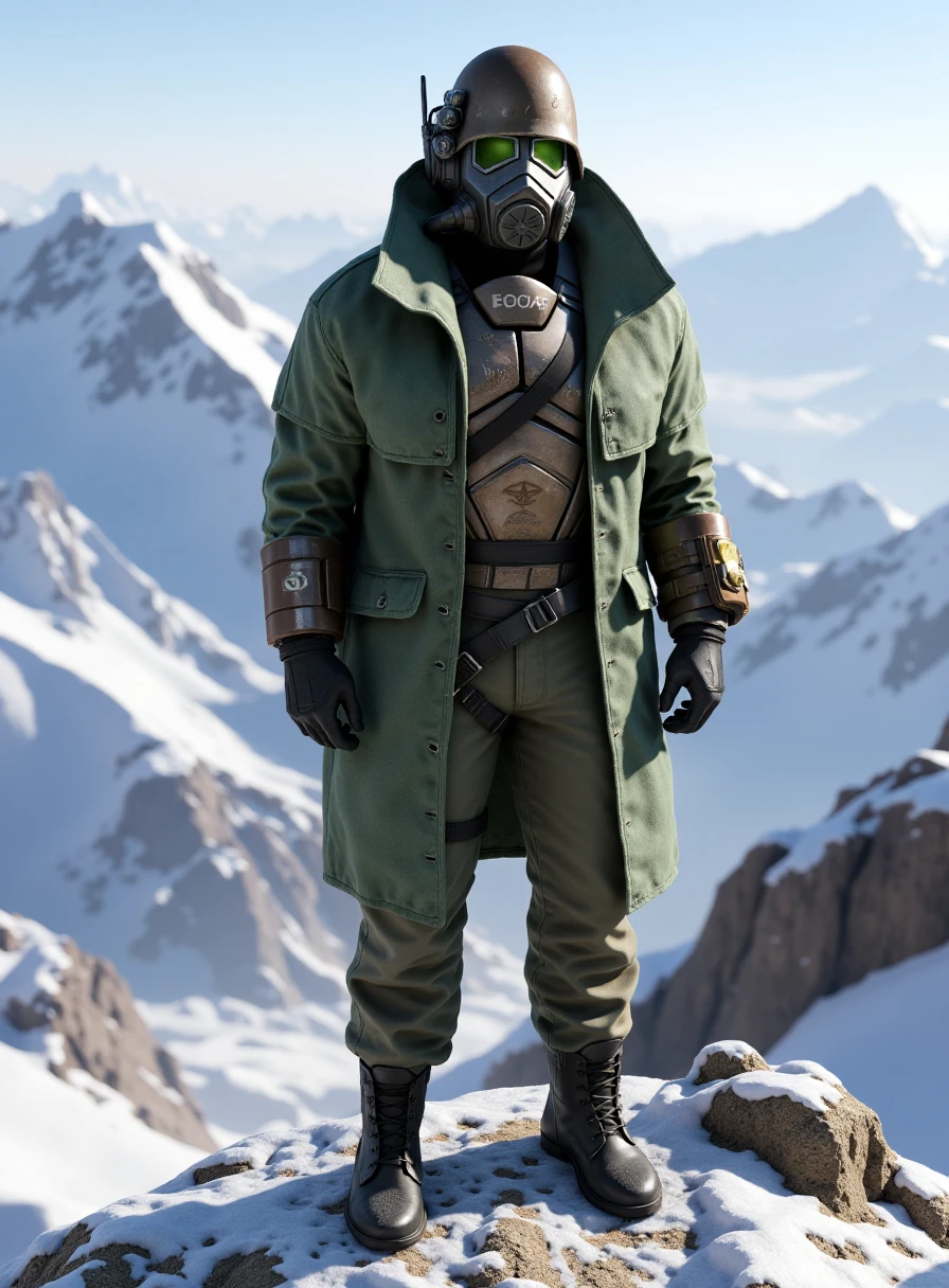 very detailed realistic photography of d3s3rtr4flux, helmet, gas mask, gloves, suit, standing in snowy mountain, <lora:Desert_ranger_VX_-_Flux_Dev:1>