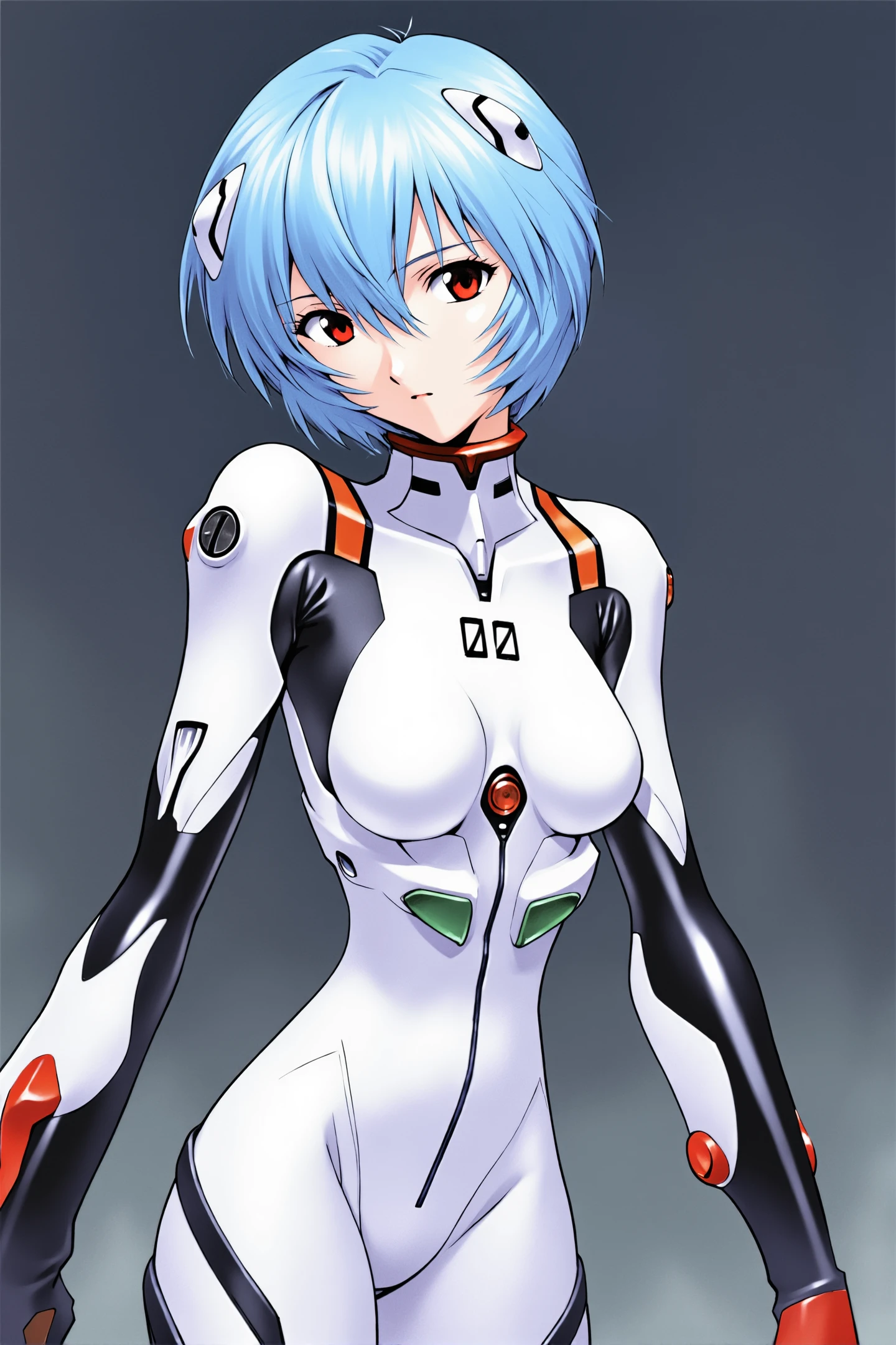 Sadamoto Yoshiyuki Style, 1girl, ayanami rei, plugsuit, solo, white bodysuit, blue hair, red eyes, short hair, bodysuit, breasts, interface headset, looking at viewer, bangs, hair between eyes,
<lora:Sadamoto Yoshiyuki_FLUX:1.0>