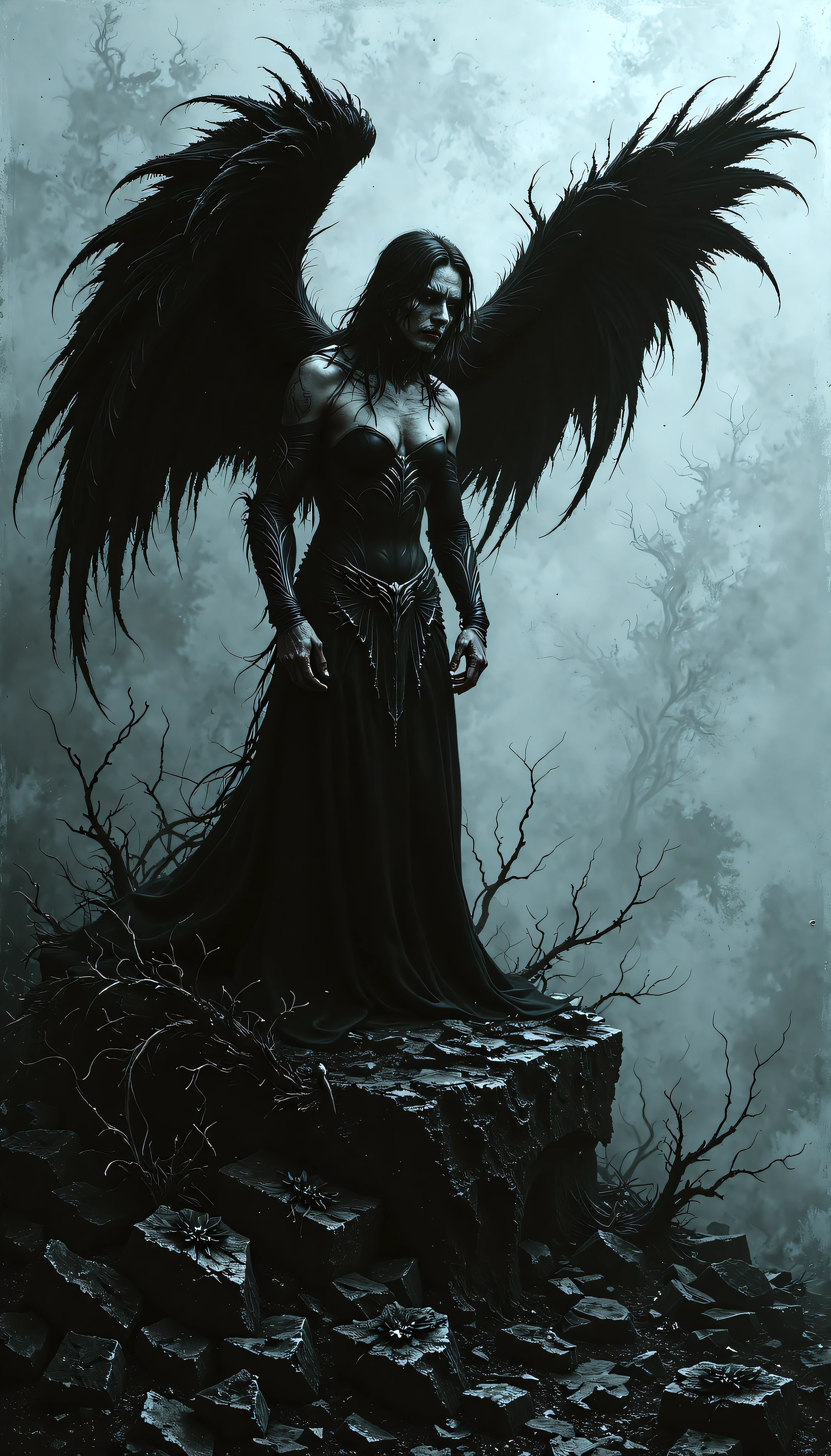 a haunting image of a death angel,devast8