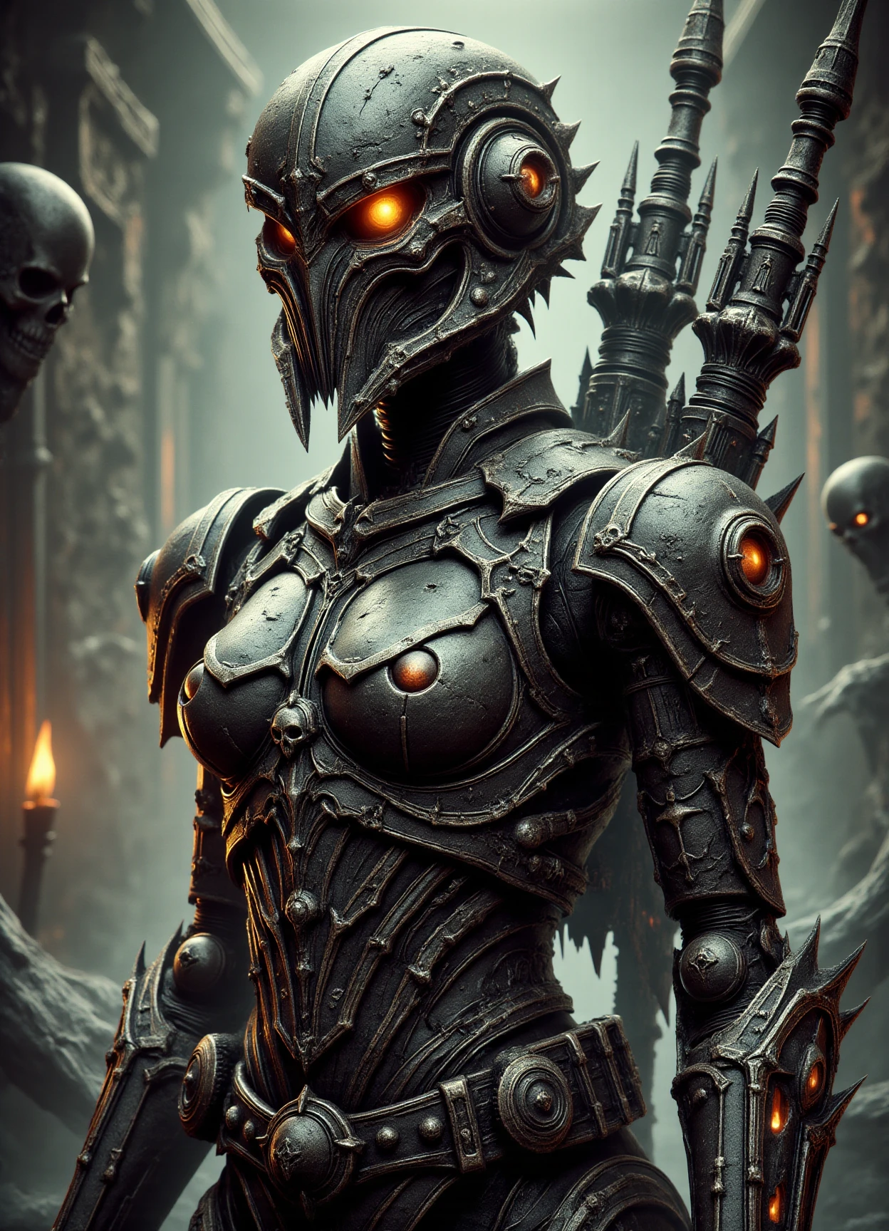 female ig-86 sentinel droid, photographer,archer, polearm