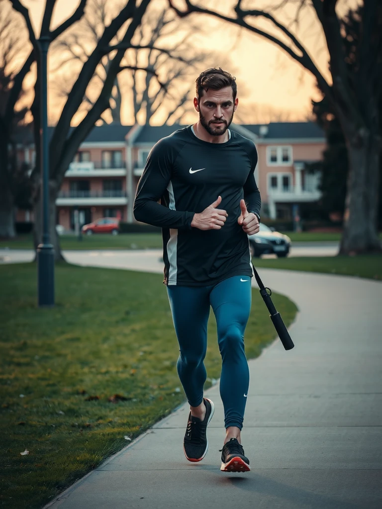 atlas, man, sports-outfit, in park, running