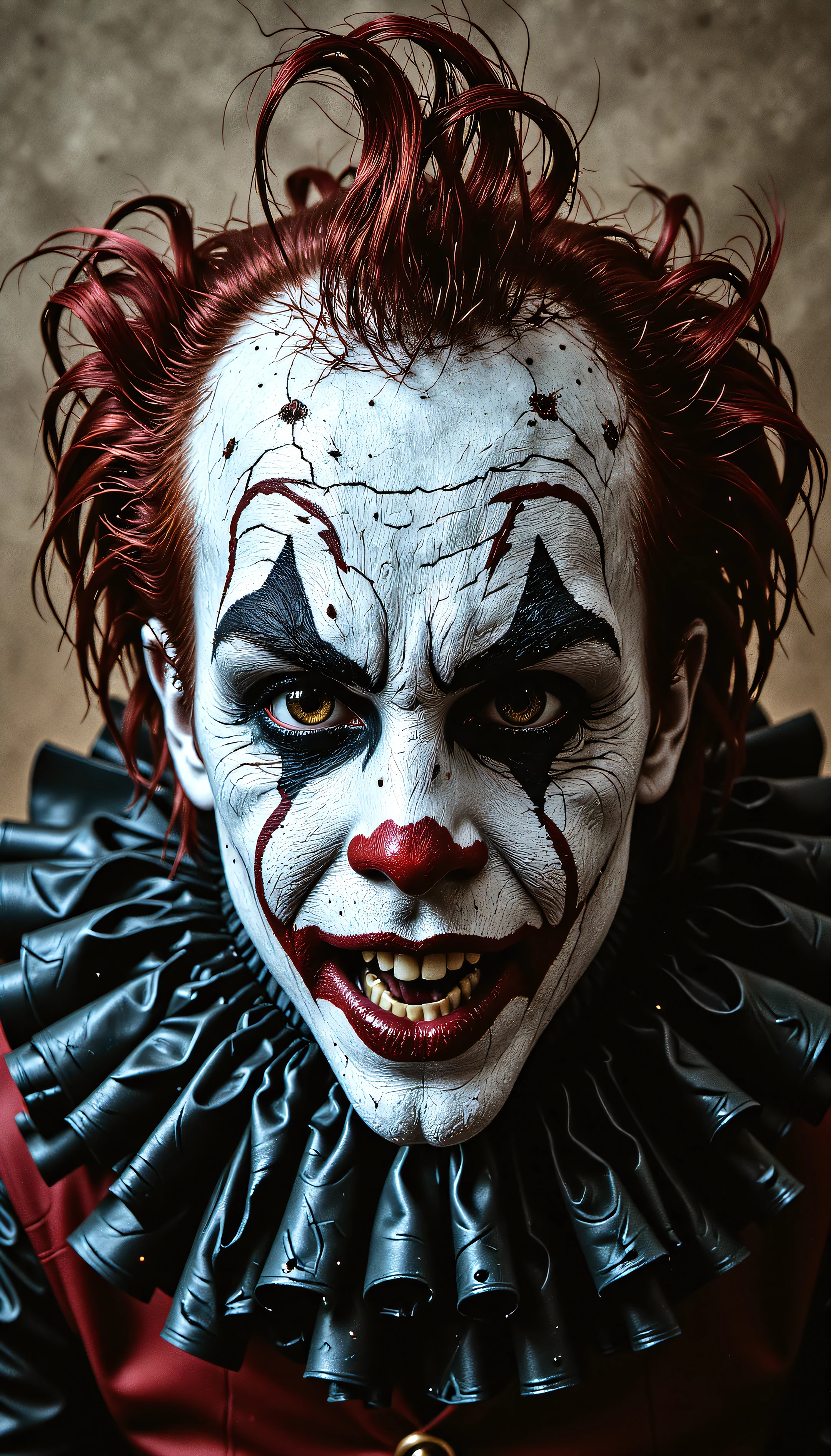 portrait of an evil clown, devast8