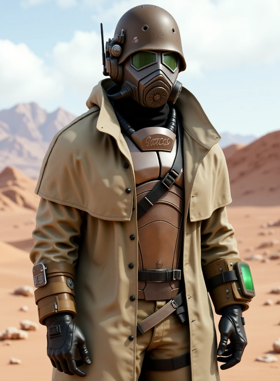 very detailed realistic photography of d3s3rtr4flux, helmet, gas mask, gloves, coat, standing in desert, <lora:Desert_ranger_VX_-_Flux_Dev:1>