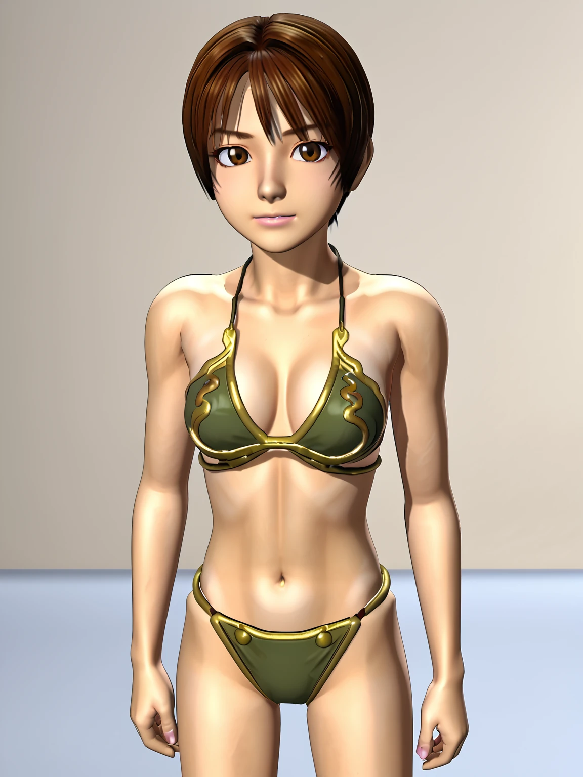 3d, yukiterai, brown hair, brown eyes, 1girl, score 8 up, score 9 up, <lora:YukiTerai:0.9>, <lora:Slavekini_Pony_XL:1> slavekini