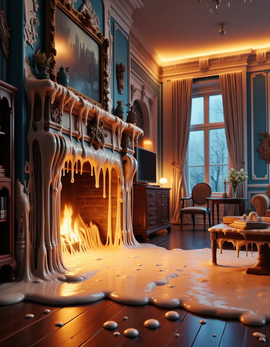 <lora:melting_flux-000005:1>,meltinglora,photography of a melting livingroom