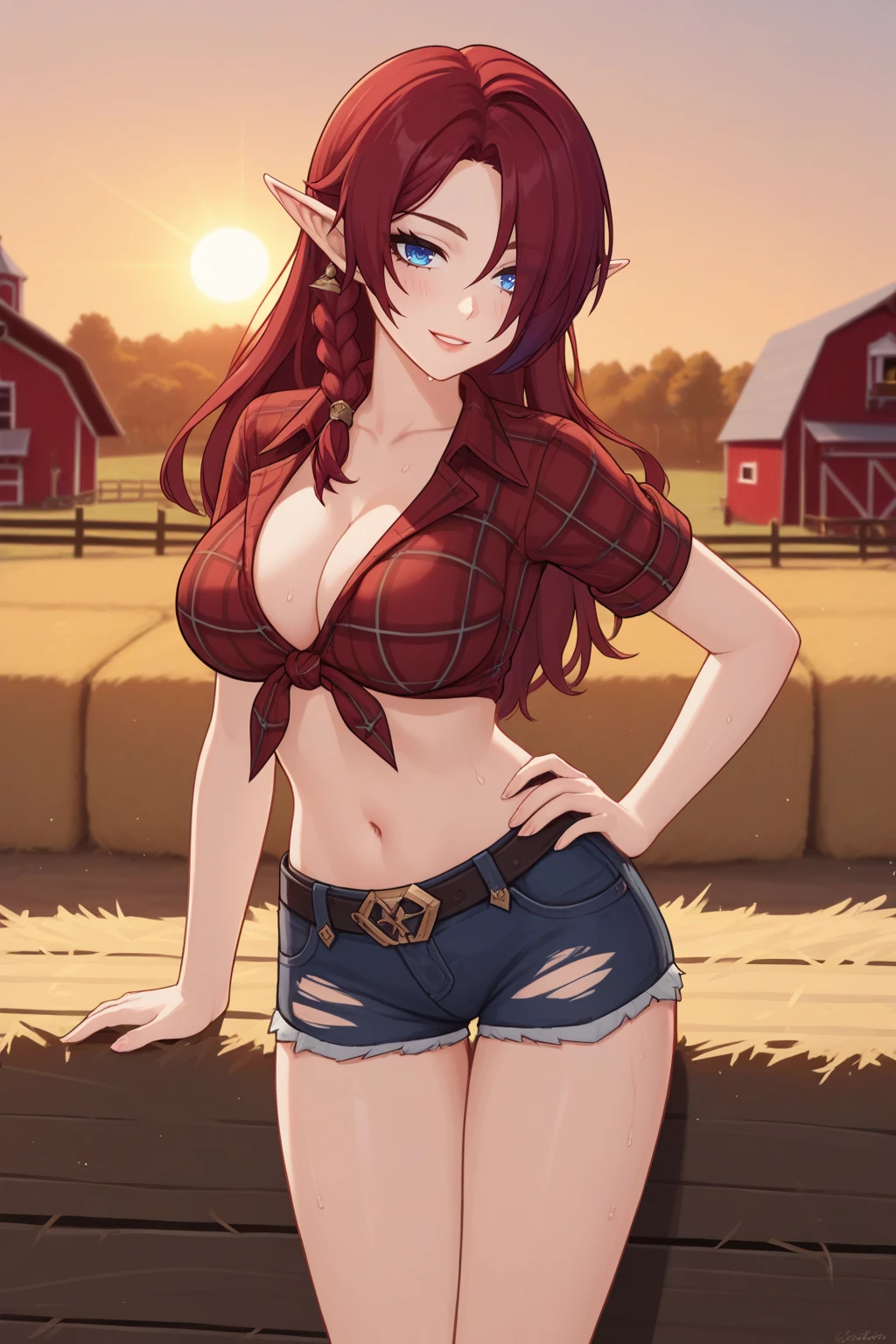 (((NSFW:1.5))),(((Nude:1.5))),score_9, score_8_superior, score_7_superior, とてもbeautiful, sauce_anime, detailed, high quality, beautiful, masterpiece, detailed eyes, White monochrome landscape,((Crying face:1.2)) Hat Adjustment, A light smile, Mouth closed, Gemini Sunrise, Redhead, ponytail, blue eyes, freckles, Side Lock, watch, belt, Thigh straps, Cowboy hat, Cowboy boots, PDXL ,Full Body Shot