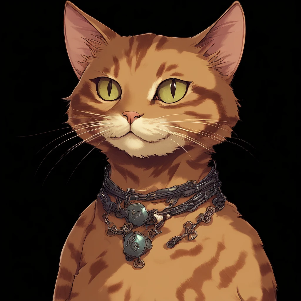 rpgcharacter, brown friendly cat with cyper implants