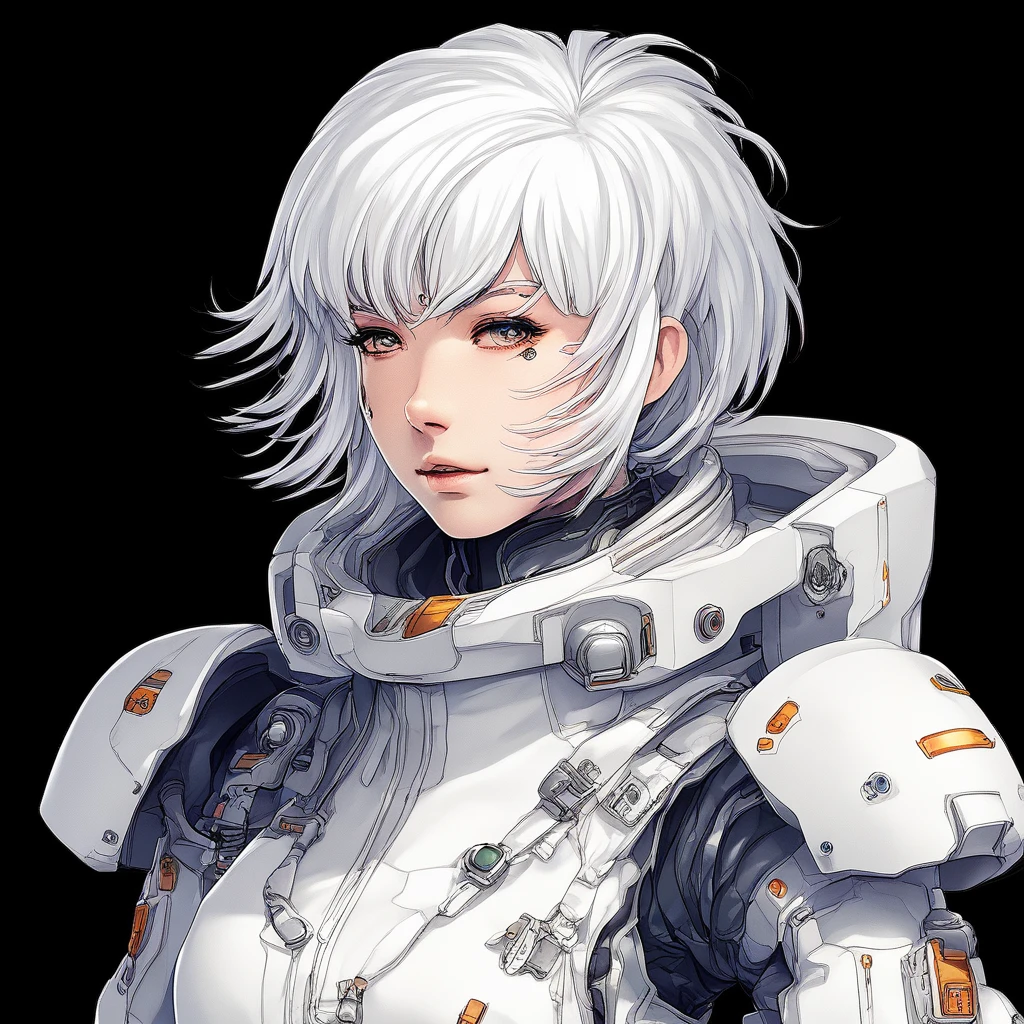 rpgcharacter, futuristic girl with white hair and space suit