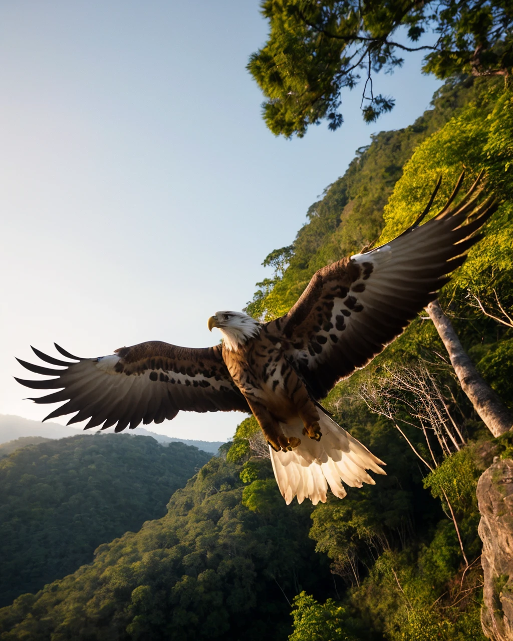 (RAW 8k photo) of ((best quality)), ((masterpiece)), (realistic, photo-realistic:1.37), tiger flying with wings, eagle wings, tiger fighting eagle in sky, DSLR photo, DLSR, ,bright lighting, masterpiece, best quality, highly detailed), sky above jungle, very high in sky, jungle and mountains far below, in golden hour, in beam of sunlight,
Stable-Yogis-Samsung-s24-ultra-1.5x
Stable-Yogis-Rembrandt-lighting-1.5x