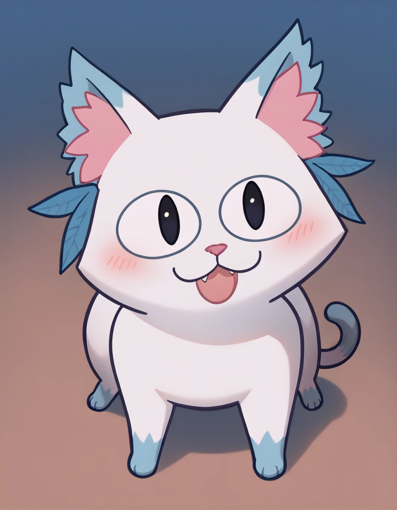 score_9, score_8_up, score_7_up, score_6_up, score_5_up, score_4_up, feral
Minto, cat, white fur, black eyes,  pink nose, cat tail, blue pattern on the ears, blue paws, necoarccon, lit pupils, cat ears, :3, chibi  <lora:necoarccon-guy-PONYv1:1>
 <lora:Minto_XL:0.9>