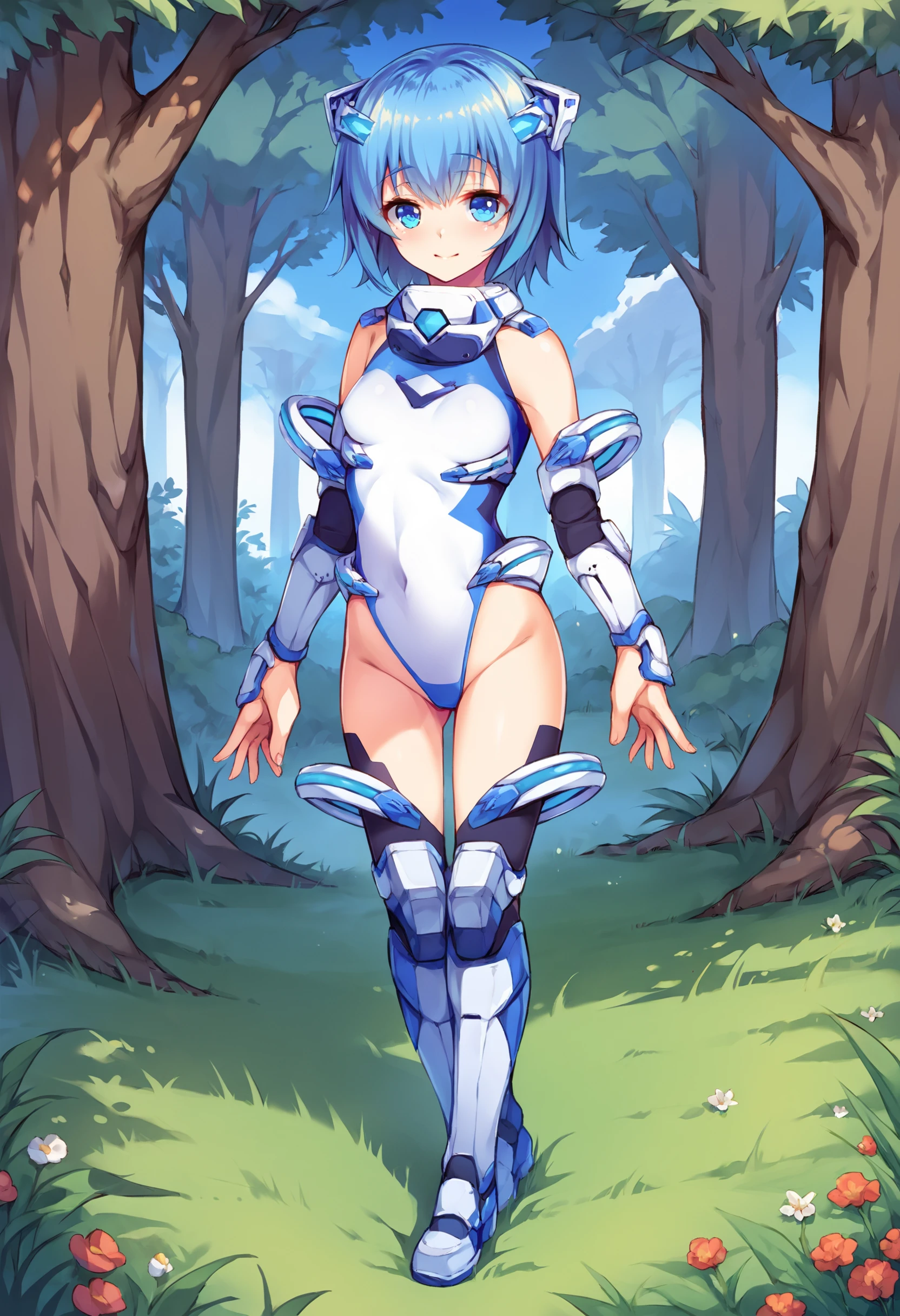 score_9, score_8_up, score_7_up, score_6_up, source_anime, 1girl, solo,
grass, tree,
BREAK
light smile, closed mouth,
ayase nao, blue hair, short hair, blue eyes, small breasts,
 faux-ayasenao-silence,
full body, standing,
<lora:faux-ayase-nao-dora-pivotal6:0.8>